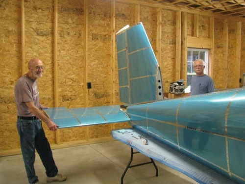 Neighbors Russ and Dave helping to install the Stabilator