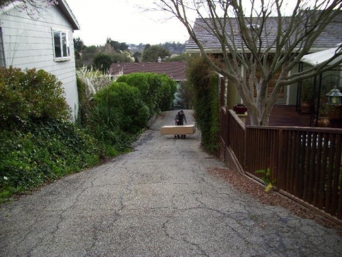 Down to workshop under the house