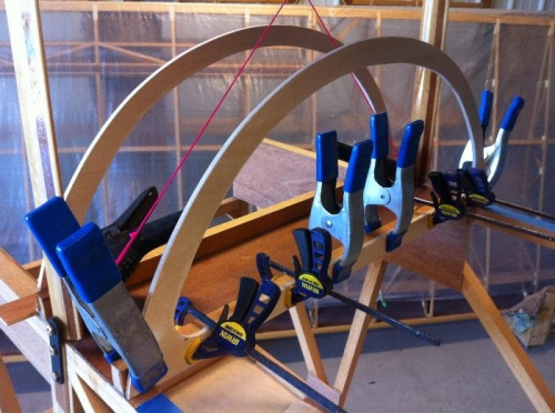 Gluing front panel supports.