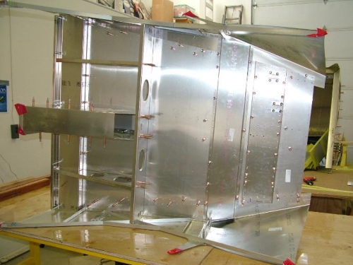 The fwd fuselage about ready to deburr.