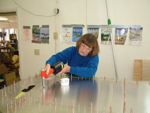 Carole riveting bottom skin