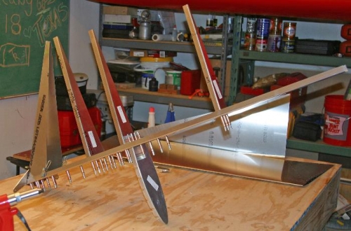 Spar and ribs clecoed