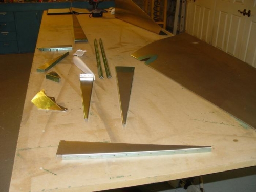 Rudder components primed ready for re-assembly.