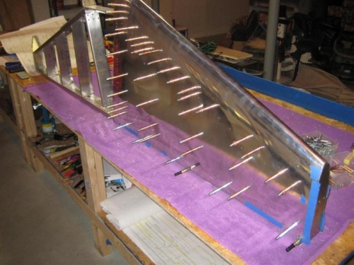 All holes updrilled for rivets, except for trailing edge where hinge will go