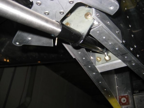 Titanium tailwheel spring gear in its fitting (bolt/nut loosely fit)