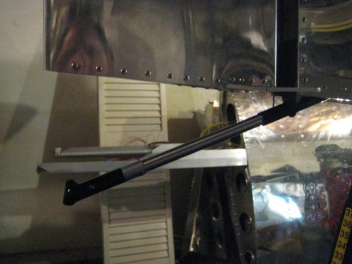 Tail wheel parts from the side. Tape on titanium bar is to set distance for pivot mount