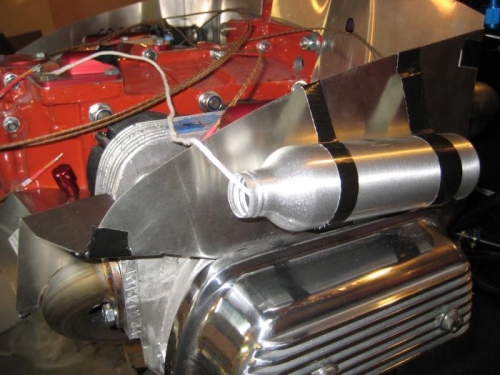 Idea for locating oil breather catch. String is rough path of breather tube.