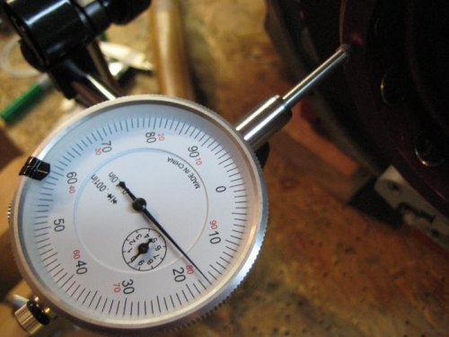 Pushing the crank from the prop hub, the micrometer reads .018