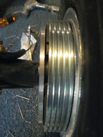 Backing plate (left) well outside of drum.