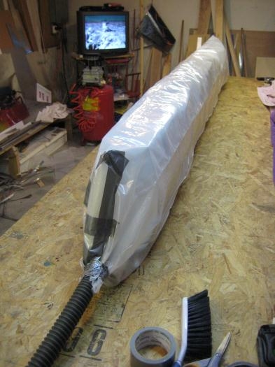 The wing skin bagged and ready for suction.