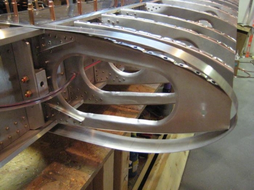 The root doubler loosely laid around the leading edge rib.