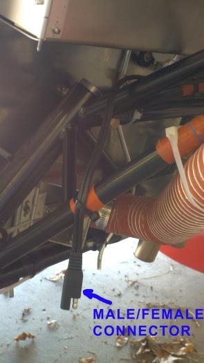 Male/female end connector, attached to contactor and ground block.