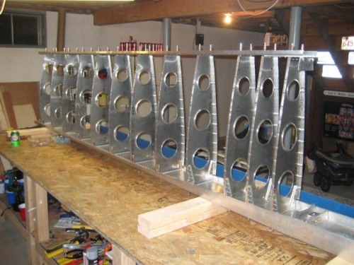 Rear spar cleco'd in place