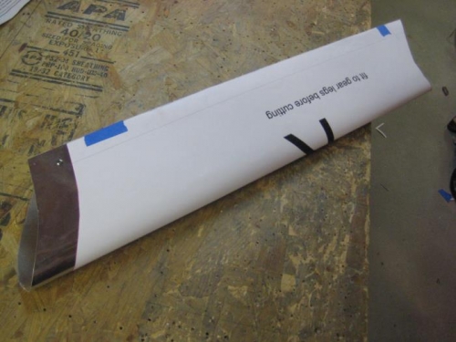 After finding the right length, the full size pattern on the actual gear fairing.