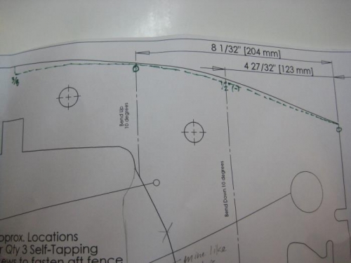 Noting on the baffle drawings, what needed to be trimmed where.