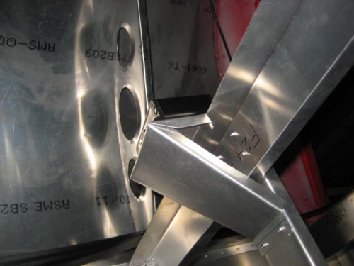 Shelf for magnetometer, with device sitting on top. This is a view from below.