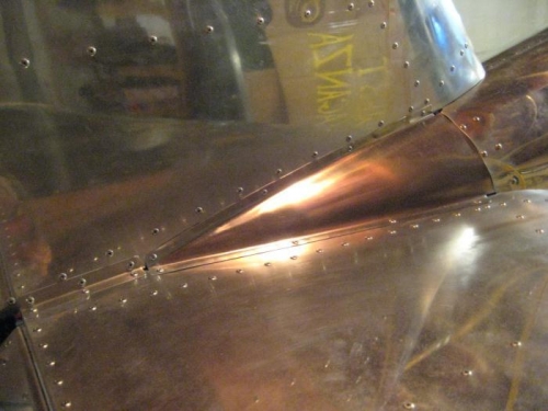 Right side fairing in place (note fairing tucked under fuselage)