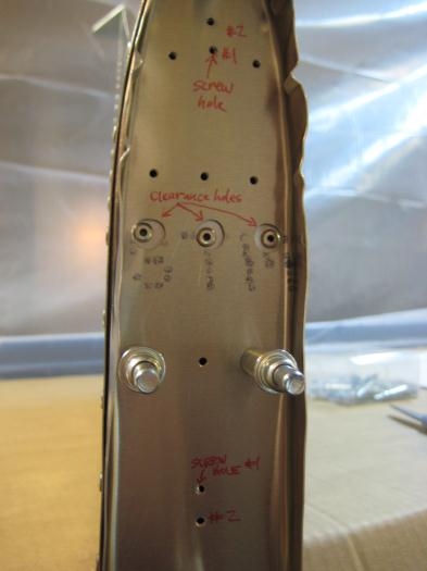 Holes for clearance; holes for test fitting with screws; holes for rivets.