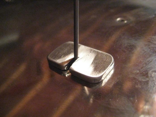 An aluminum tool to finish pulling a rivet that is stuck in the rivet gun.