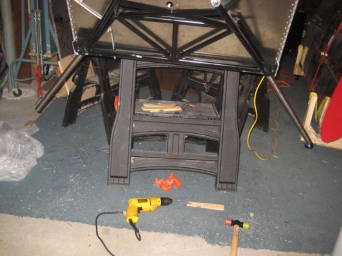 Engine mount on, and landing gear legs in place for marking.