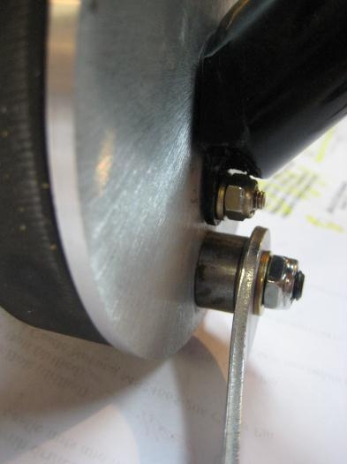 Axle secured to brake back plate.