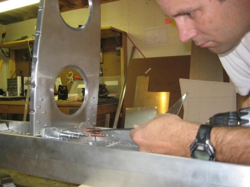 Up-drilling the root rib (I was just posing, so didn't have the drill perpendicular)