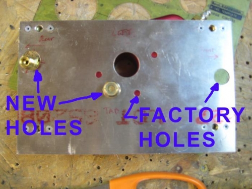 With the plates reversed, I could drill new holes.