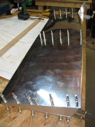 Top of rudder, with clecos