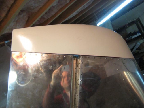 The doctored fiberglass tip before the trailing edge notch for rudder clearance.