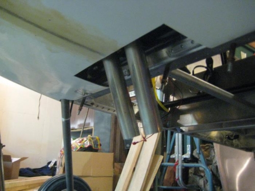 Now I can mark the exhausts for cutting. Very little needs be be outside the cowl.