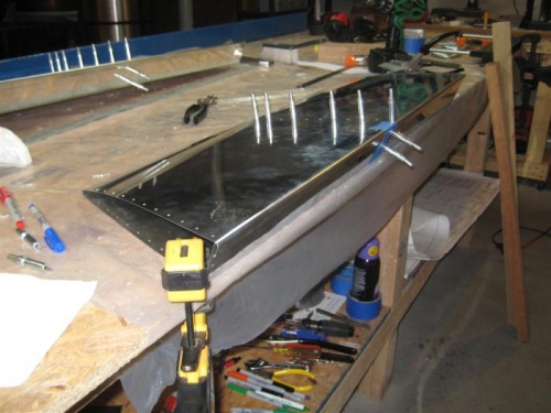 The left elevator with one new rib installed, and one ready to install