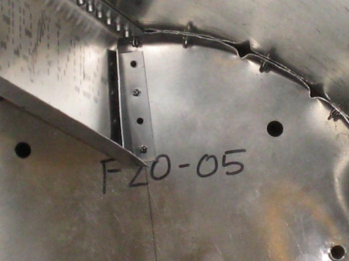 Clip on F20-05 (cleco'd on -05 only)