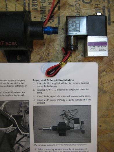 Sonex-shipped solenoid, abover right, with solenoid in instructions, below.