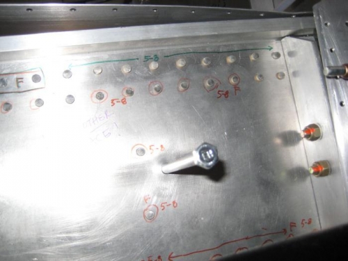 Alignment pin from rear of spar