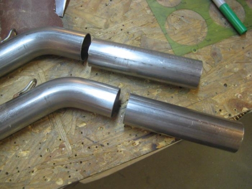Exhaust pipes cut to length