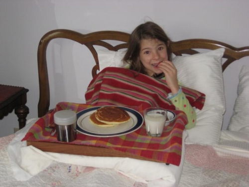 We surprised my daughter Sophia with breakfast in bed for her birthday today.
