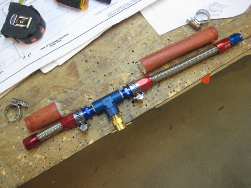 The completed assembly. The fire sleeve will go on later.