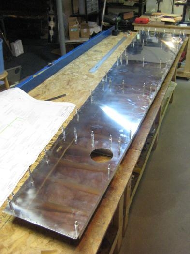 Exterior of left aft skin, cleco'd