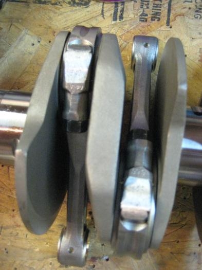Closeup of rods on crank.