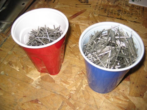 2 tall cups of rivet mandrels to date.