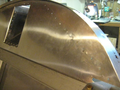 Holes in stainless firewall completed (glare shield removed)