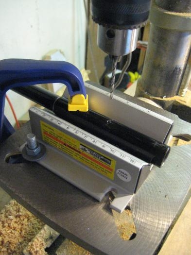 Drilling the end fitting (3 holes total)