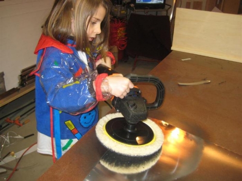 My 5yr old, Sophia, helping to polish. Good technique!