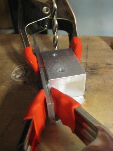 Drilling thru the blocks to the angle