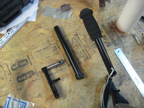 Old parts on left. New parts assembled at right.