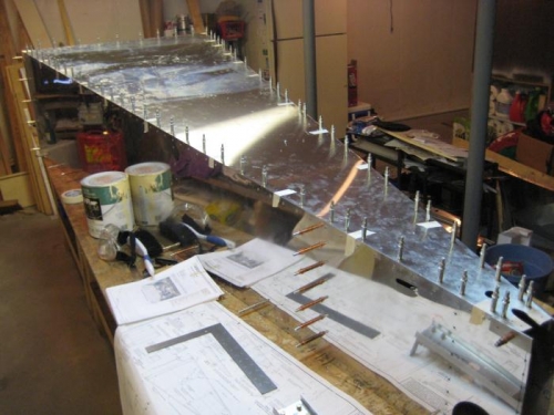 Lower skin pilot drilled and cleco'd