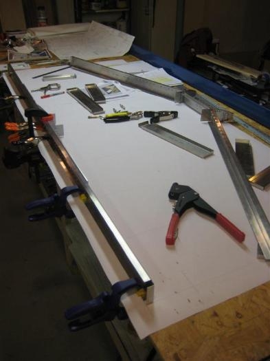 Rear spar clamped onto a measured pattern