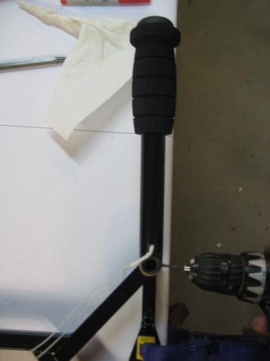 Drilling thru the control stick and horn.