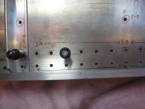 Marking holes: orange for flush rivets; green for standard heads