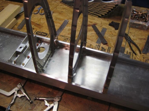 The first 3 ribs cleco'd in place.